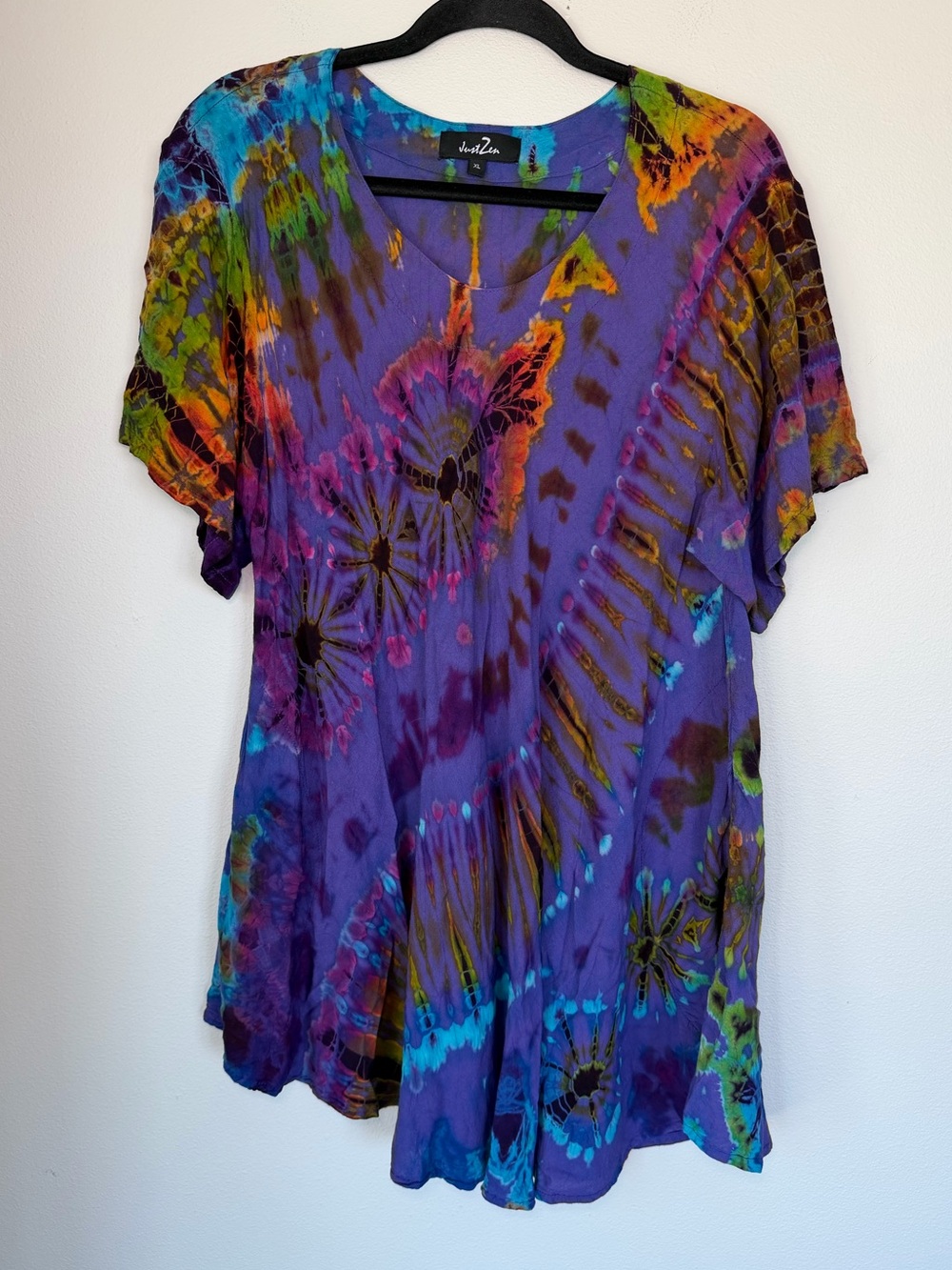 Just Zen Tie Dye Asymmetrical Mini Dress Hippie Fairy Grunge Whimsical Festival